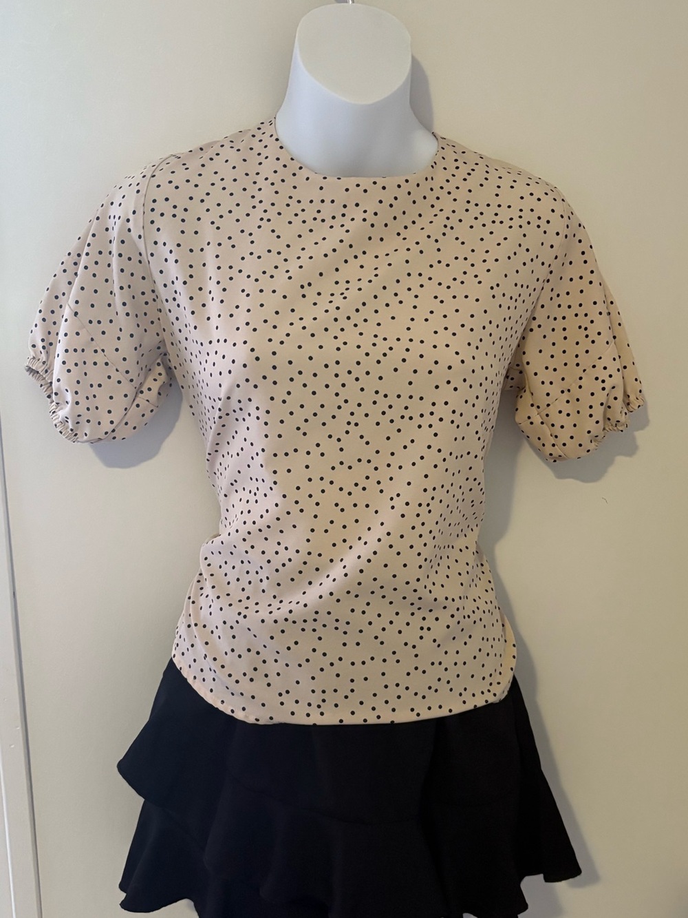 Polka Dot Blouse - Cream with Black Dots